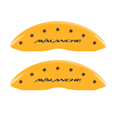Couvre-étriers MGP 4 gravés F &amp; R Avalanche Yellow Finish Black Char 2000 Chevrolet Silverado 2500