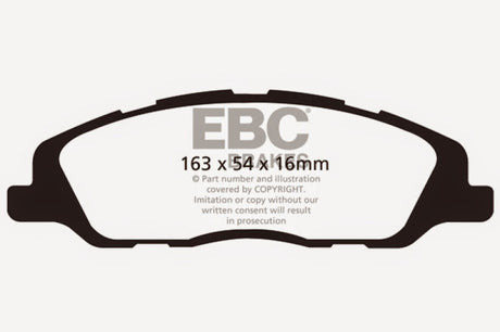 Plaquettes de frein avant EBC Yellowstuff pour Ford Mustang 3.7 (A/T+Performance Pkg) 13-14