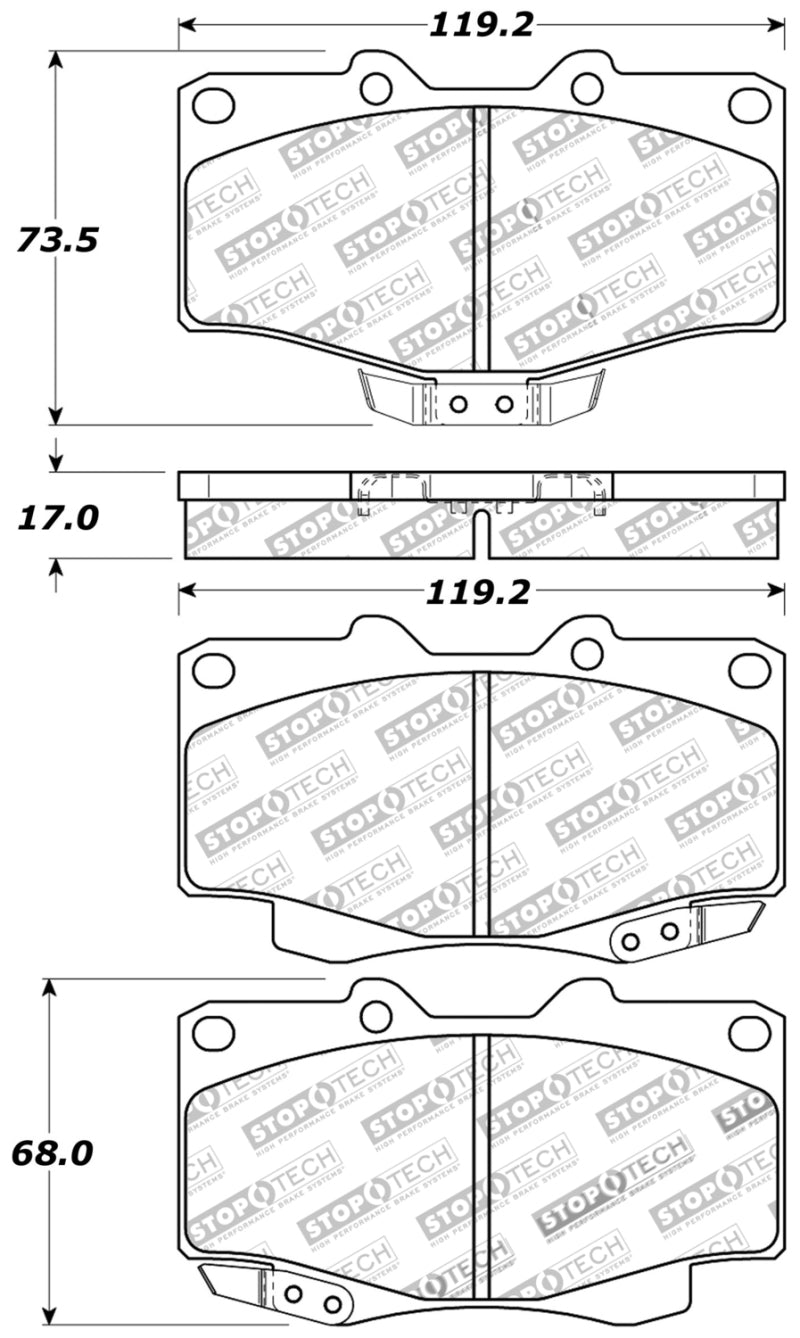 Plaquettes de frein sport StopTech avec cales et matériel - Avant