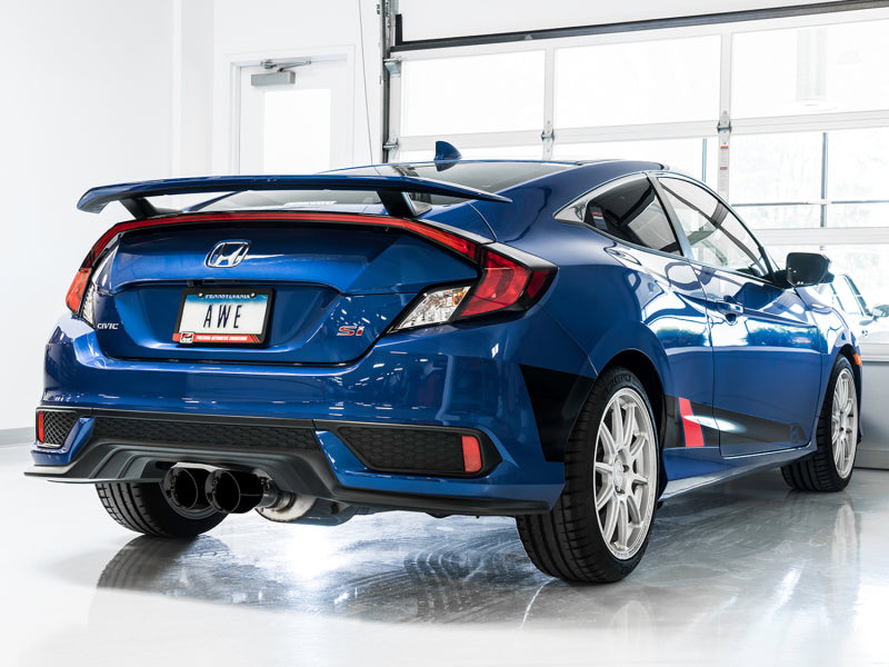 Échappement AWE Tuning 2016+ Honda Civic Si Track Edition avec tuyau avant et embouts noirs à double diamant
