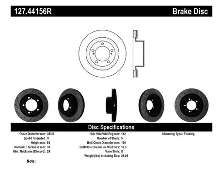 Rotor avant droit rainuré et percé StopTech pour Toyota Tundra 07-09 / Toyota Sequoia 08-09