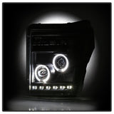 Phares de projecteur Spyder Ford Super Duty 11-16 LEDHalo DRL tout noir PRO-YD-FS11-HL-BKV2