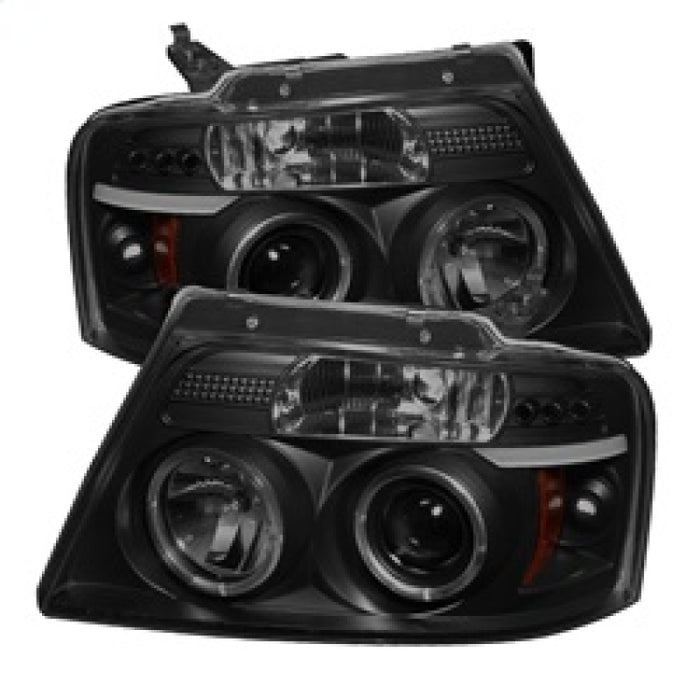 Phares de projecteur Spyder Ford F150 04-08 Version 2 LED Halo LED Blk Smke PRO-YD-FF15004-HL-G2-BSM