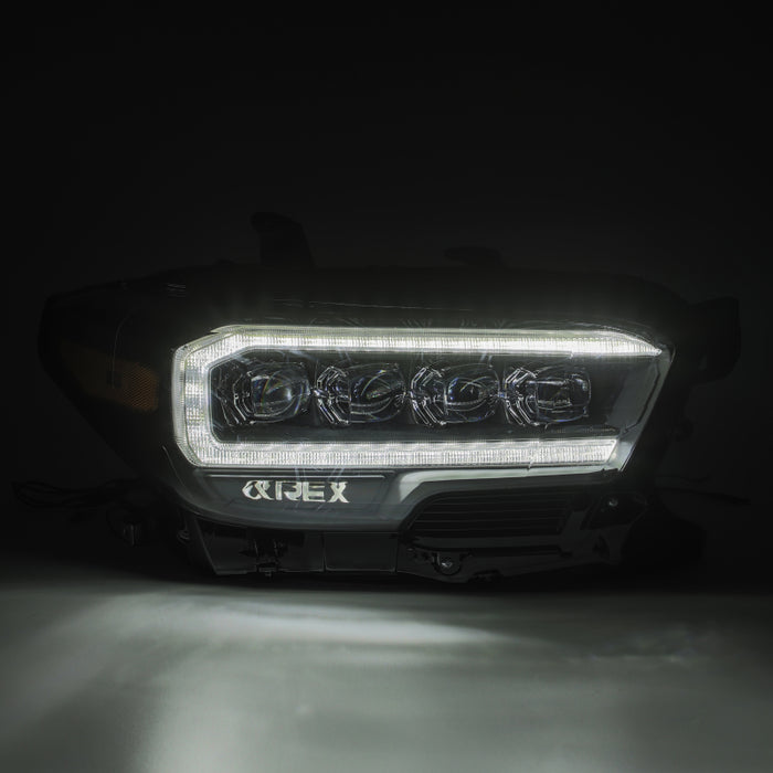 Phares de projecteur à LED AlphaRex 16-20 Toyota Tacoma NOVA de style planche noir avec lumière d'activation