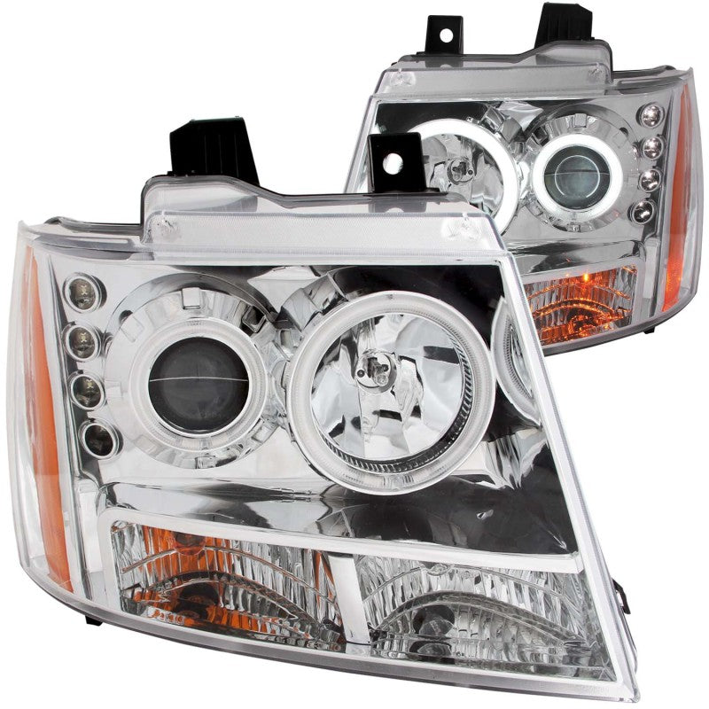 Phares de projecteur ANZO 2007-2013 Chevrolet Avalanche avec halo chromé