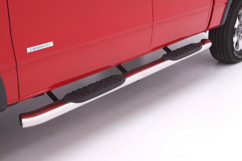 Barres de protection Nerf ovales incurvées SS de 5 po pour Ford F-150 SuperCrew 09-14 de Lund - Polies