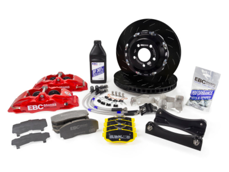 Kit de gros freins avant EBC Racing 04-09 Honda S2000 AP2 Black Apollo-4 avec étriers et rotors de 330 mm