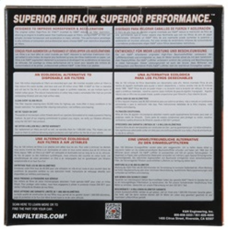 Filtre à air personnalisé unique K&amp;N conique 170 mm de diamètre extérieur de la base x 60 mm de diamètre extérieur supérieur x 124 mm de hauteur