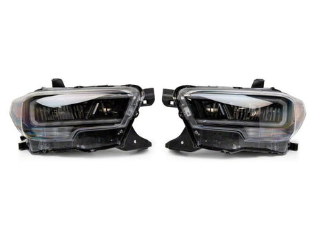 Raxiom 16-23 Toyota Tacoma avec phares halogènes DRL à LED d'usine - Boîtier noir (lentille transparente)