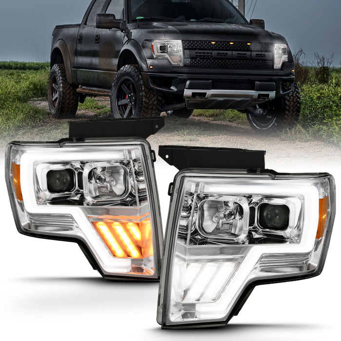 Barre lumineuse de projecteur ANZO 2009-2013 Ford F-150 G4 Switchback HL Chrome Ambre