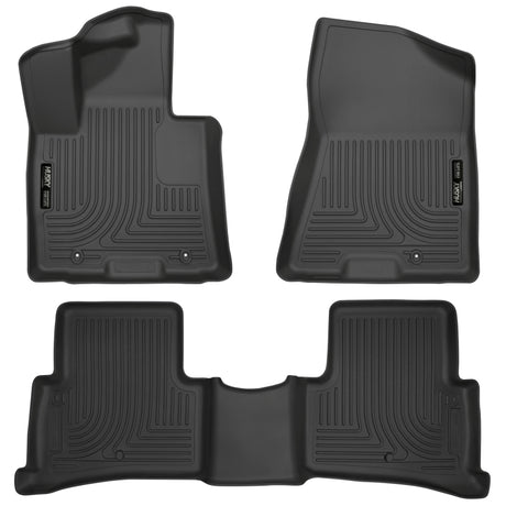 Revêtements de sol noirs Husky Liners 2017 pour Kia Sportage Weatherbeater, pour les rangées avant et arrière