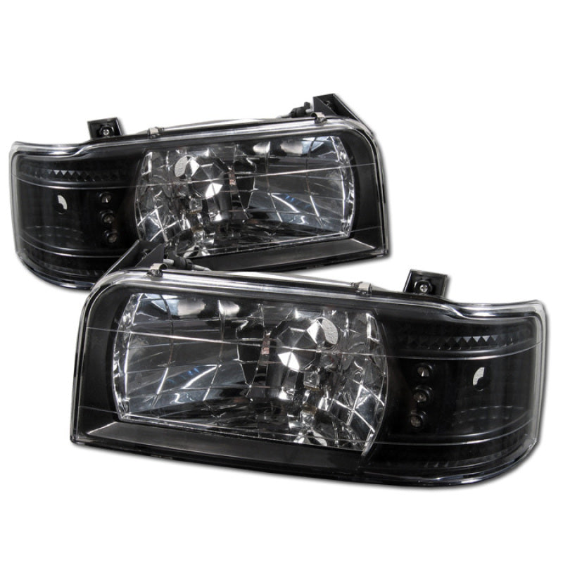 Phares Spyder Ford F150 92-96/Ford Bronco 92-96 1PC LED (LED) Phares en cristal noir HD-YD-FB92-1PC-BK
