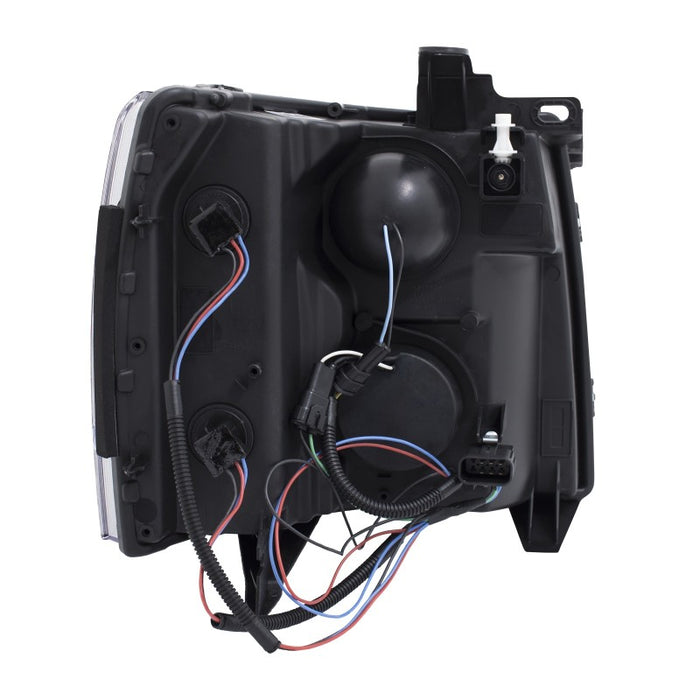 Phares de projecteur ANZO 2007-2013 Chevrolet Silverado 1500/2500 avec barre en U Switchback noir avec ambre