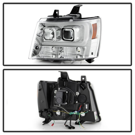 Phares de projecteur à LED pour Chevy Suburban/Tahoe V2 Spyder 07-14, clignotants, chrome PRO-YD-CSUB07V3-SB-C