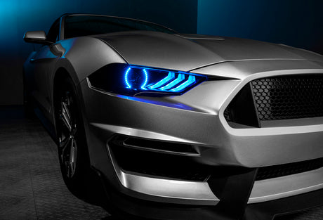 Phares à DEL Dynamic ColorSHIFT pour Ford Mustang 18-23 d'Oracle Lighting - Série noire VOIR LA GARANTIE