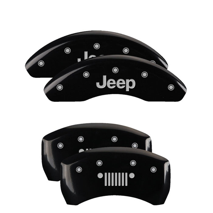 Couvre-étriers MGP 4 gravés à l'avant JEEP Logo de calandre JEEP gravé à l'arrière Finition noire argent ch