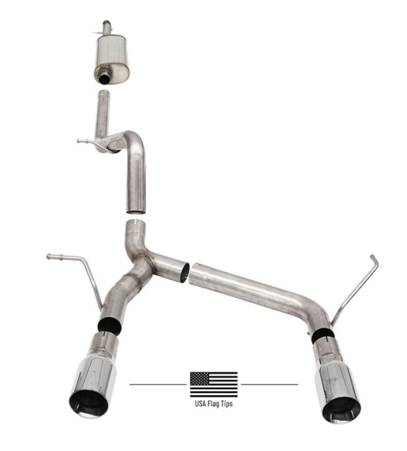 Corsa 07-18 Jeep Wrangler JKU 3.6L/3.8L 2.75in Sport Cat-Back Exhaust w/ 4in American Flag Tips