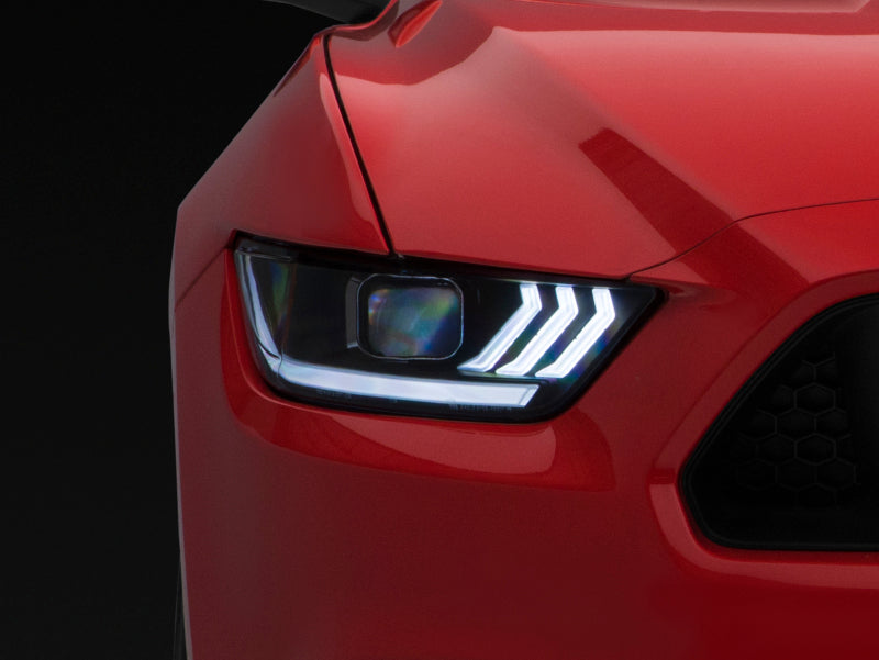 Phares de projecteur Raxiom 15-17 Ford Mustang Ampoules HID OEM - Boîtier noir (lentille transparente)