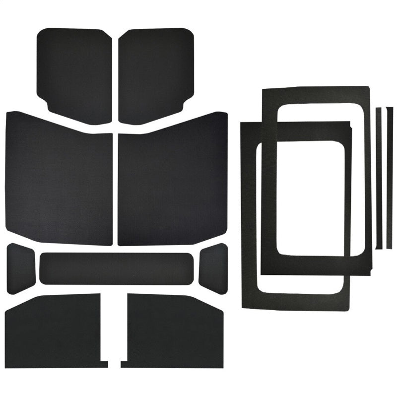 Kit de garniture de pavillon complet DEI 18-23 Jeep Wrangler JL 4 portes Boom Mat - 13 pièces - Aspect cuir noir