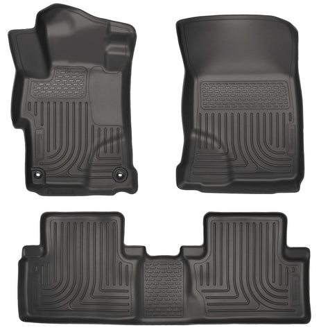 Revêtements de sol avant et 2e siège noirs Husky Liners 2014 Honda Civic Sedan WeatherBeater
