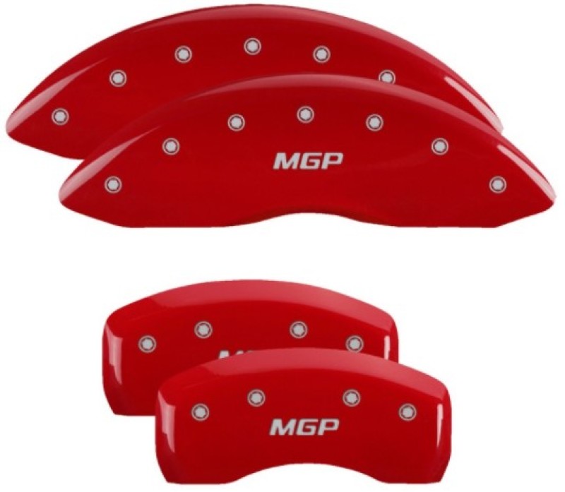 MGP 4 Caliper Covers Engraved Front & Rear MGP Red Finish Silver Char 2019 Lincoln Nautilus