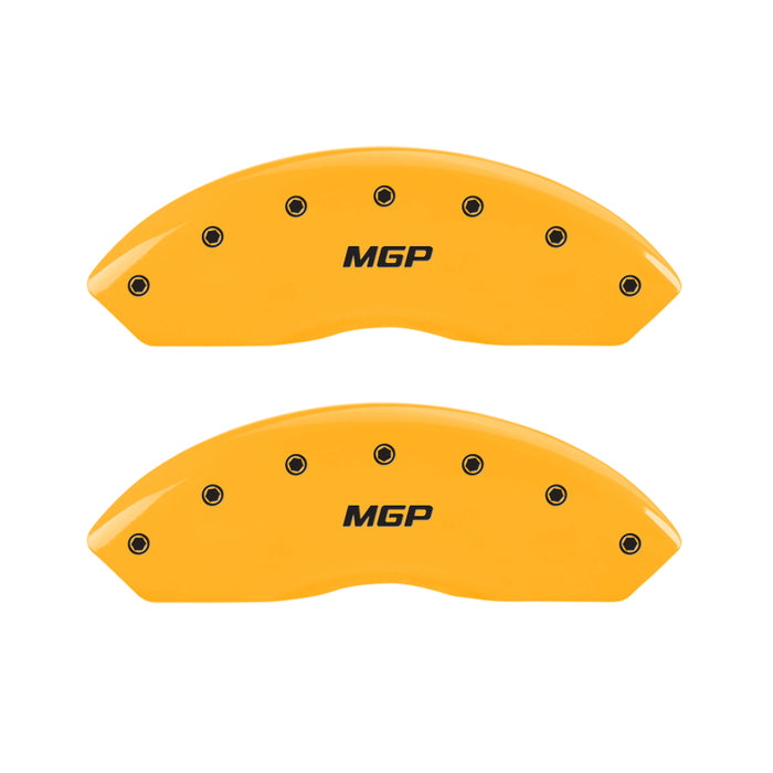 MGP 4 Caliper Covers Engraved Front & Rear MGP Yellow Finish Black Char 2010 Honda Accord Crosstour