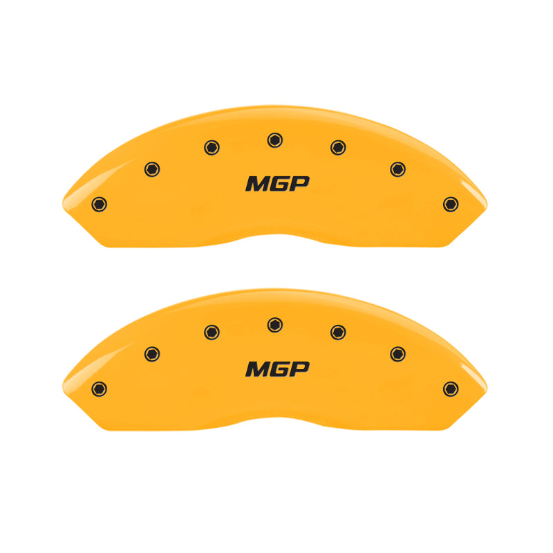 MGP 4 Caliper Covers Engraved Front & Rear MGP Yellow Finish Black Char 2005 Ford Mustang