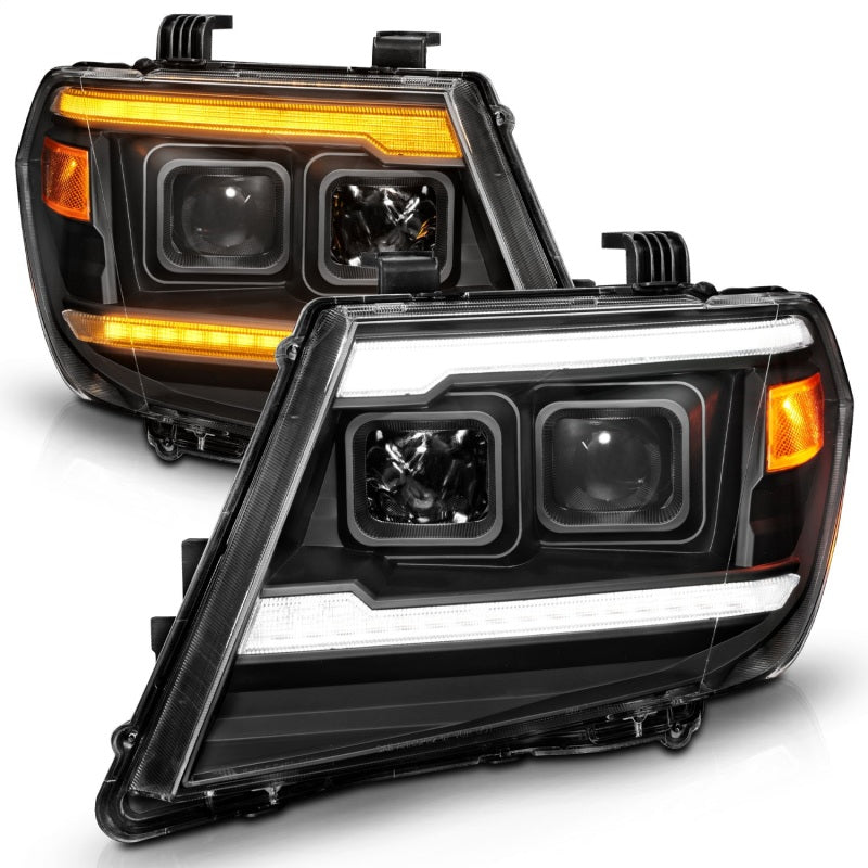 ANZO 09-20 Nissan Frontier Projecteur noir style planche DRL avec Switchback et LED DRL séquentiel