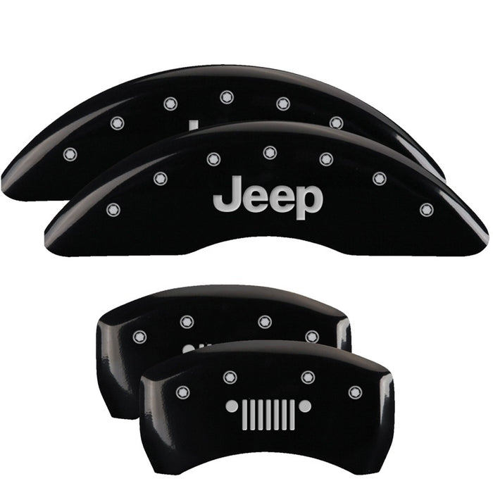 Couvre-étriers MGP 4 gravés à l'avant JEEP Logo de calandre JEEP gravé à l'arrière Finition noire argent ch