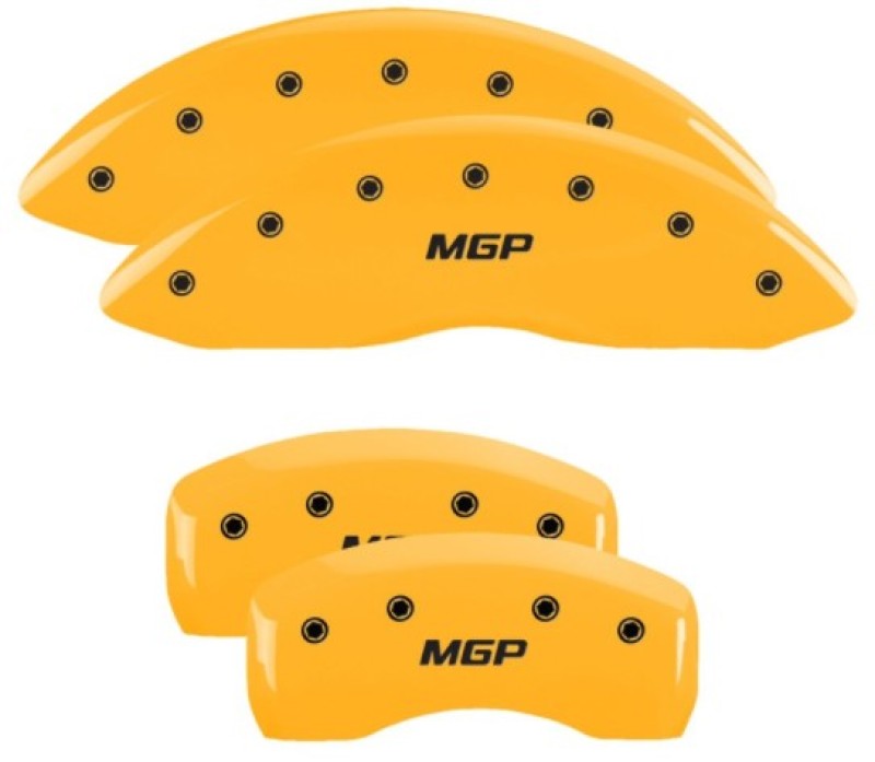 MGP 4 Caliper Covers Engraved Front & Rear MGP Yellow Finish Black Char 2019 Lincoln Nautilus