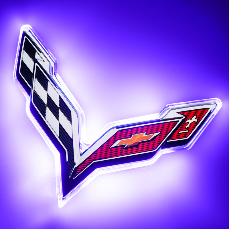 Oracle Corvette C7 Rear Illuminated Emblem - Dual Intensity - UV/Purple SEE WARRANTY