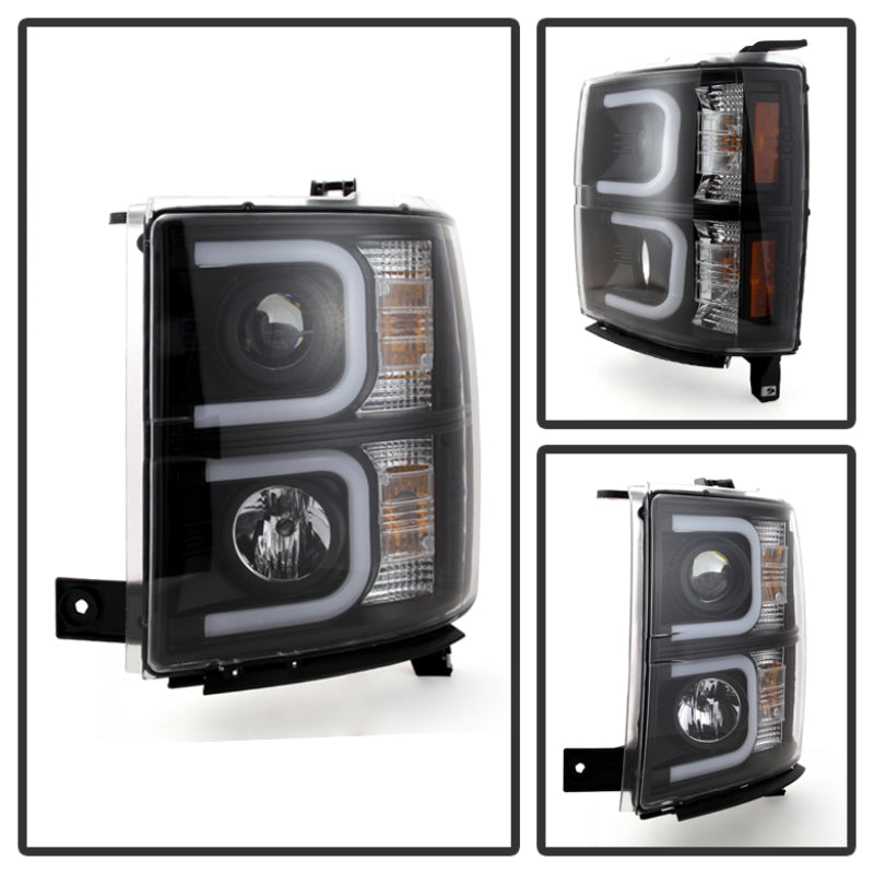 Phares de projecteur Spyder Chevy Silverado 1500 14-16 Barre lumineuse DRL Blk PRO-YD-CS14-LBDRL-BK