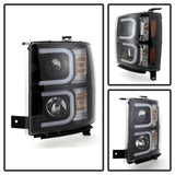 Phares de projecteur Spyder Chevy Silverado 1500 14-16 Barre lumineuse DRL Blk PRO-YD-CS14-LBDRL-BK