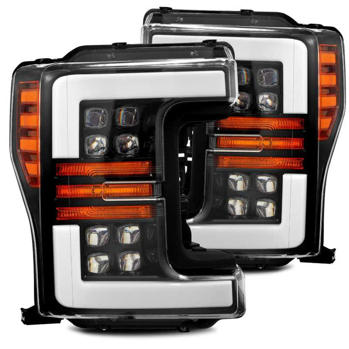 Phares à LED AlphaRex 17-19 Ford F-250 SD NOVA Projecteur Style Planche Noir Brillant avec Lumière Activée/Signal Seq