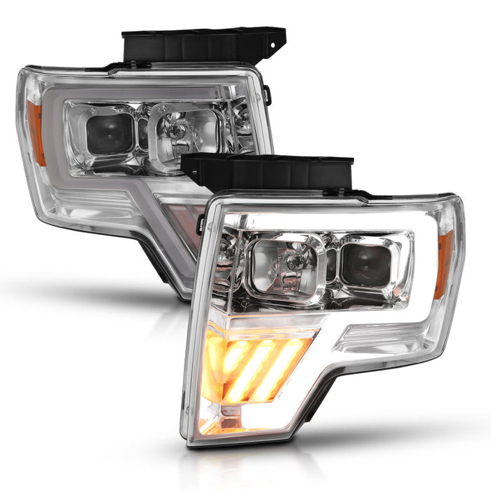 ANZO 2009-2014 Ford F-150 Phare de projecteur Chrome Ambre