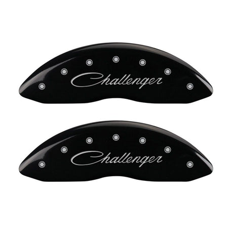 Couvre-étriers MGP 4 gravés à l'avant en cursive/gravés à l'arrière Challenger RT finition noire argent ch
