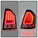 Spyder 05-07 Chrysler 3000C Version 2 Light Bar LED Tail Lights - Red Clear (ALT-YD-C305V2-LED-RC)