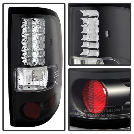 Feux arrière à LED Spyder Ford F150 Styleside 04-08 (ne convient pas aux modèles Heritage et SVT) Noir ALT-YD-FF15004-LED-BK