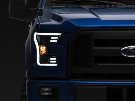Phares de projecteur Raxiom 15-17 Ford F-150 G3 avec accent LED - Boîtier noir (lentille transparente)