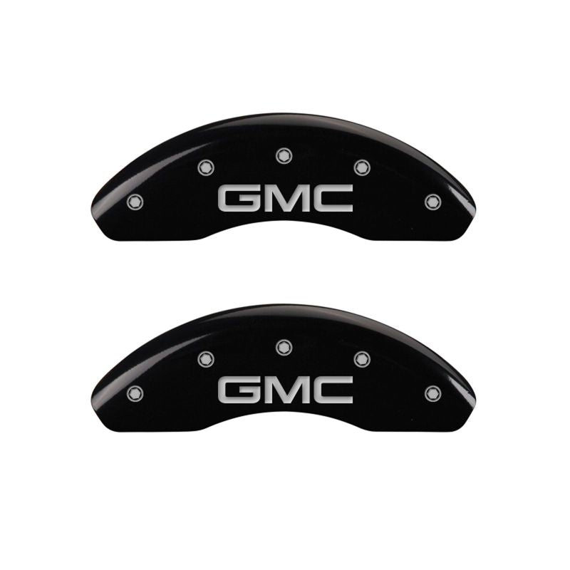 MGP 4 Caliper Covers Engraved Front & Rear GMC Black finish silver ch