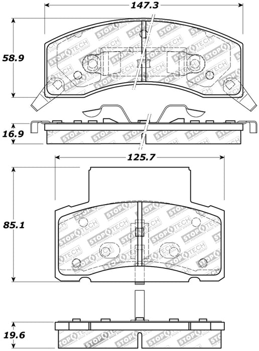 Plaquettes de frein sport StopTech avec cales et matériel