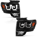 Phares de projecteur ANZO 2009-2014 Ford F-150 avec barre en U noire
