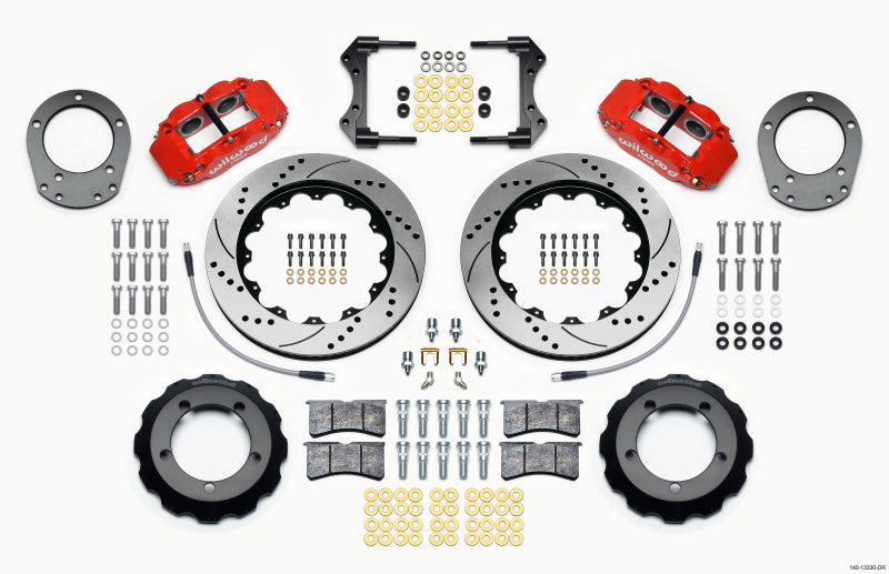 Kit de chapeau avant Wilwood Narrow Superlite 4R 14,00 po Rouge foret 76-77 Ford Bronco Dana 44 avec lignes