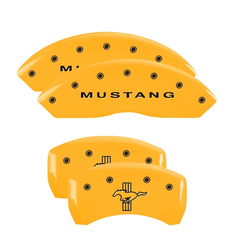 Couvre-étriers MGP 4 gravés avant Mustang arrière barre et finition jaune poney Blk Char 2006 Ford Mustang