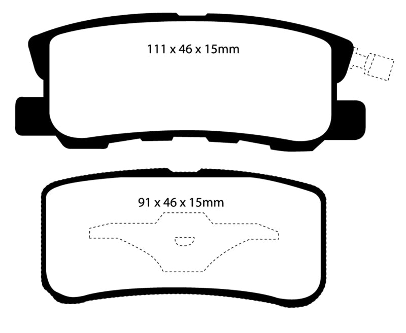 Plaquettes de frein arrière EBC 11-14 Chrysler 200 3.6 Yellowstuff