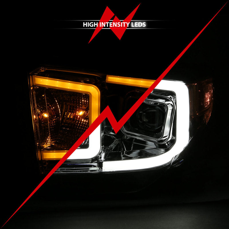 Phares de projecteur de style planche ANZO 14-17 Toyota Tundra Chrome avec ambre