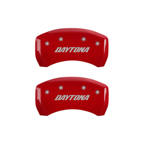 Couvre-étriers MGP 4 gravés avant et arrière finition rouge Daytona argent ch
