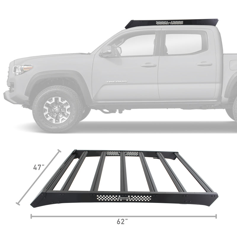 Barres de toit à profil bas Go Rhino 16-23 pour Toyota Tacoma DC Ceros - Tex. Blk