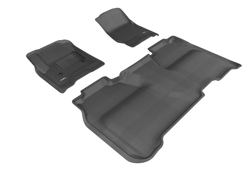 Tapis de sol 3D MAXpider 2014-2019 Chevrolet Silverado Crew Cab Kagu 1ère et 2ème rangée - Noir