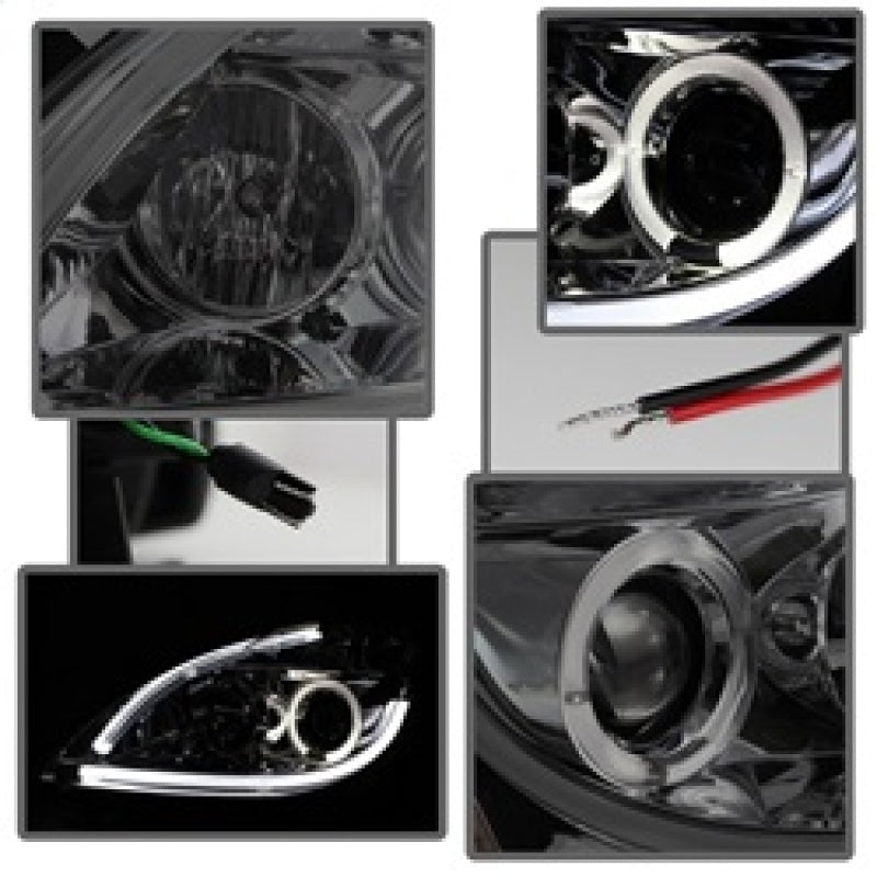 Phares de projecteur Spyder Nissan Altima 4 portes 10-12 DRL LED Halo Smke PRO-YD-NA104D-LTDRL-SM